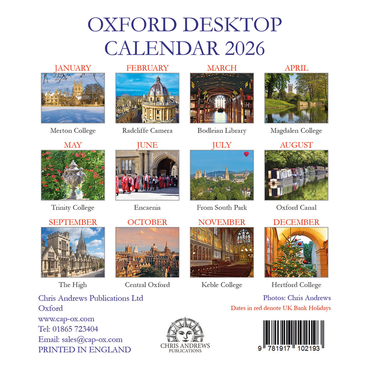Oxford Large Desktop Calendar 2026