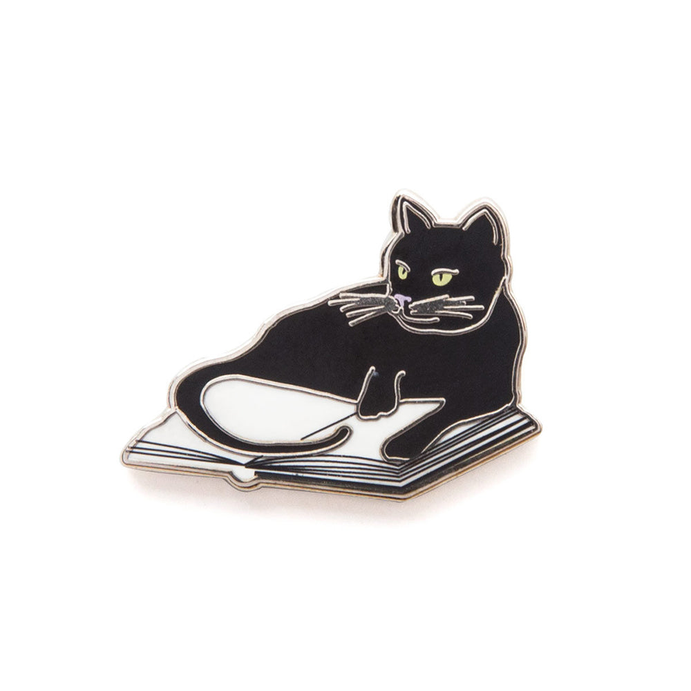 Cat & Book Pin Badge