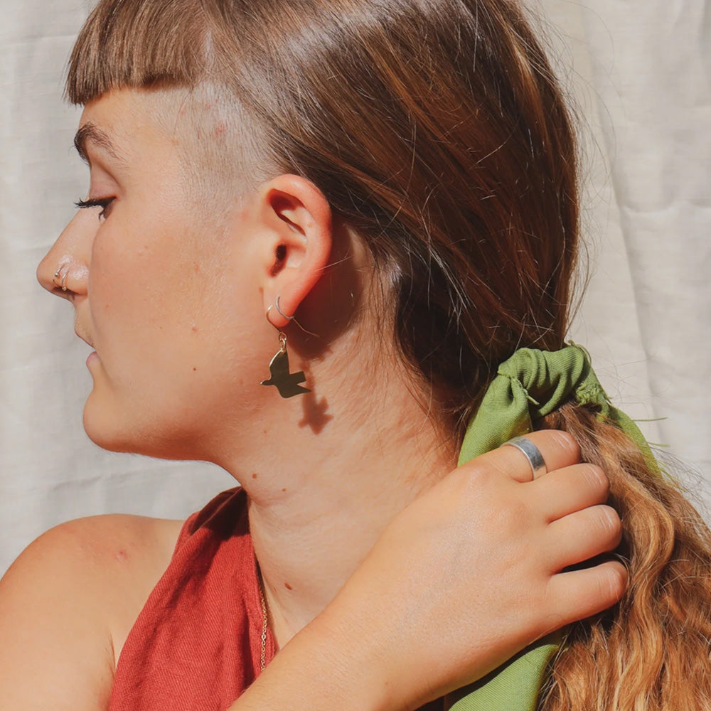Brass Dove Earrings