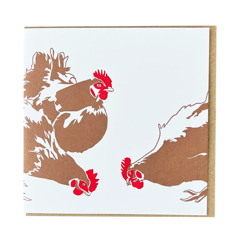 Three Hens Greetings Card