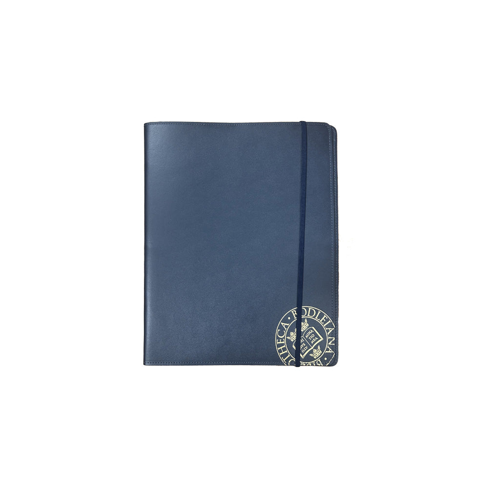 Library Stamp A4 Leather Notebook Cover - Navy