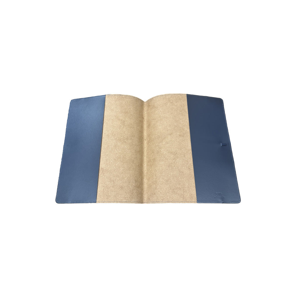 Library Stamp A4 Leather Notebook Cover - Navy