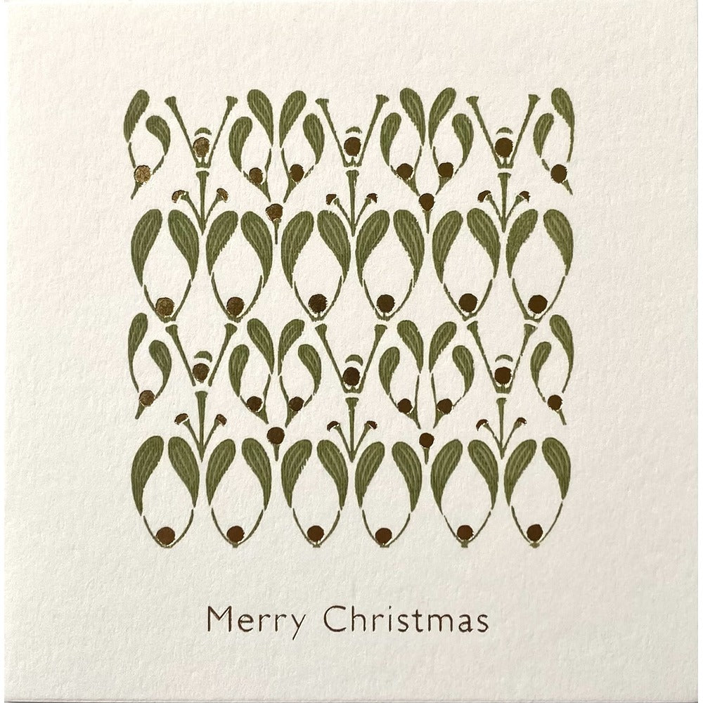 Christmas Mistletoe Foiled Square Christmas Card Pack