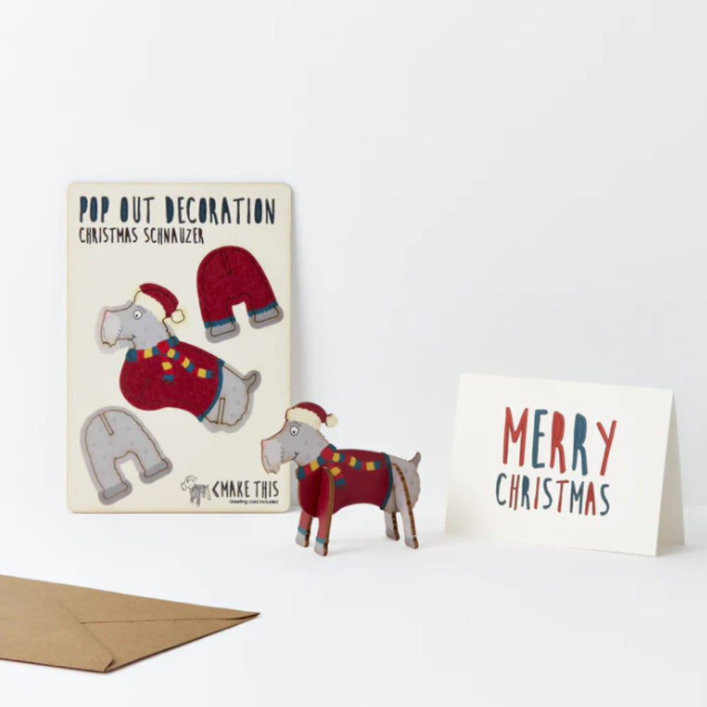 Pop Out Schnauzer Dog Decoration Card