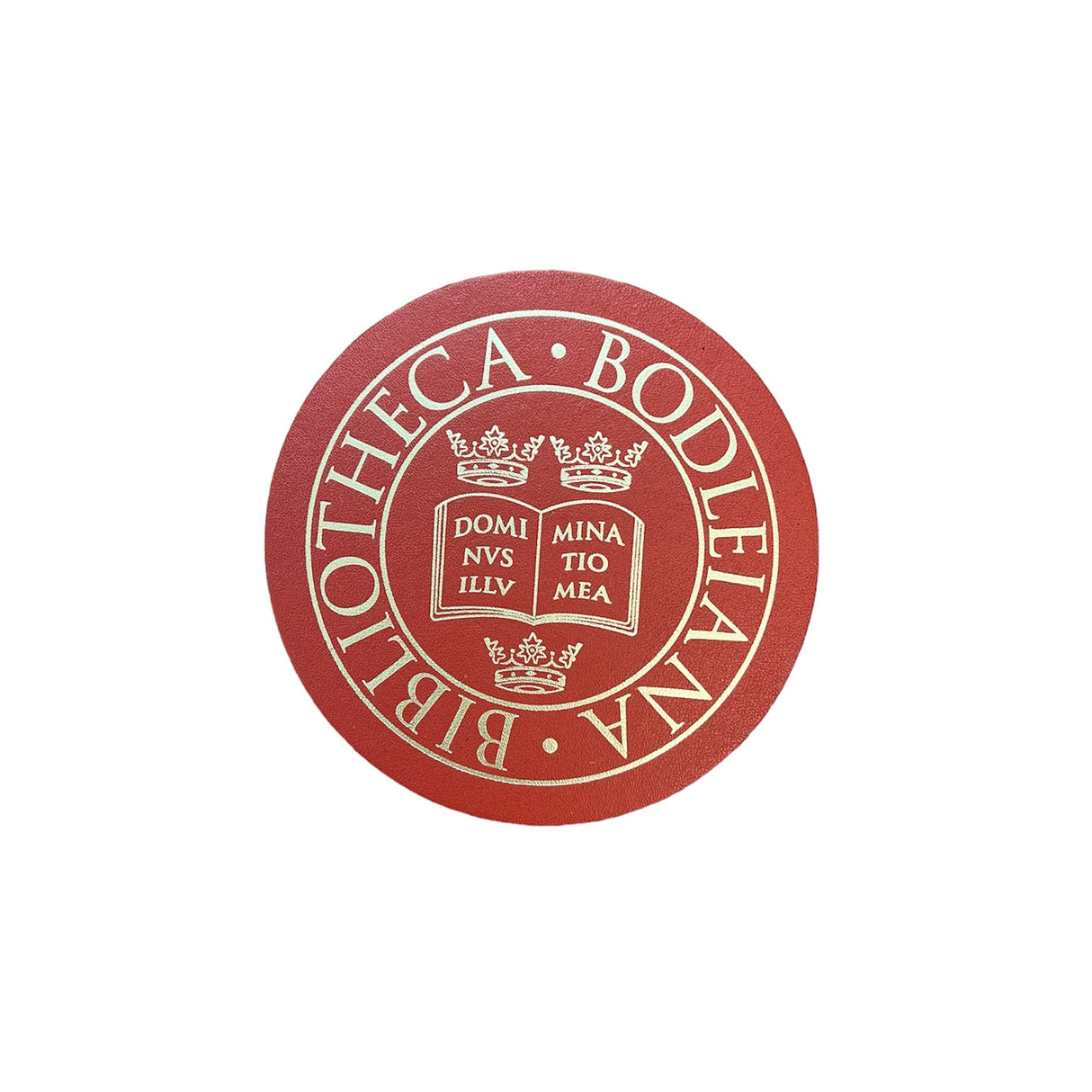 Library Stamp Leather Coaster Set of 6 - Red
