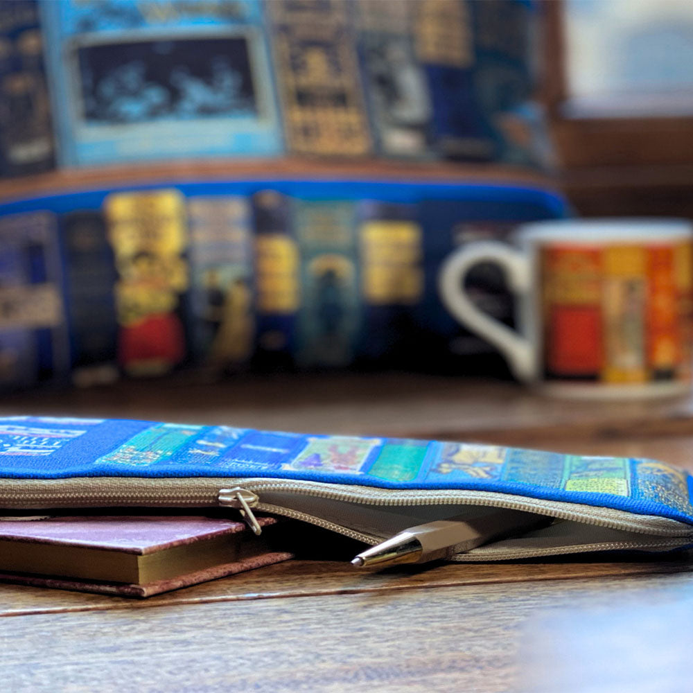 Bodleian Bookshelves Cushion Cover in Blue