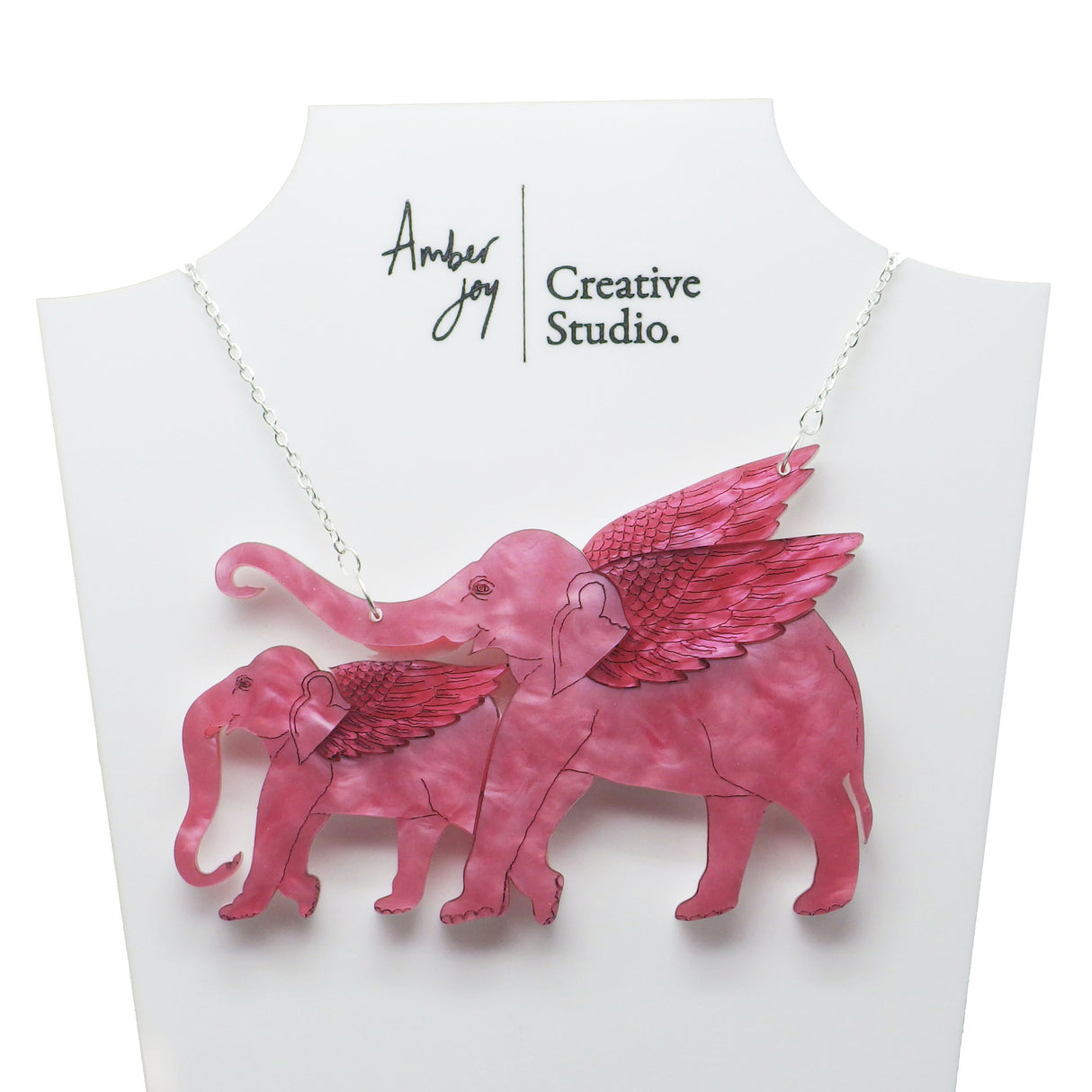 Pālakāpya's Gajaśāstra Pink Elephant Acrylic Necklace