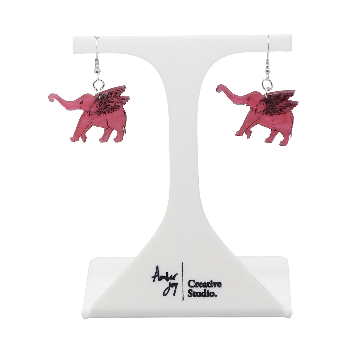 Pālakāpya's Gajaśāstra Pink Elephant Acrylic Drop Earrings