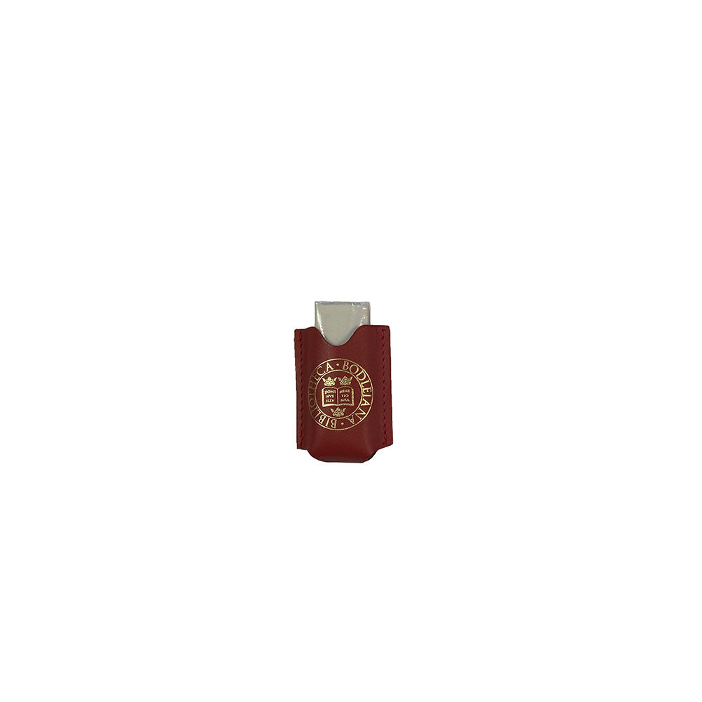 Library Stamp Leather Eraser Holder - Red