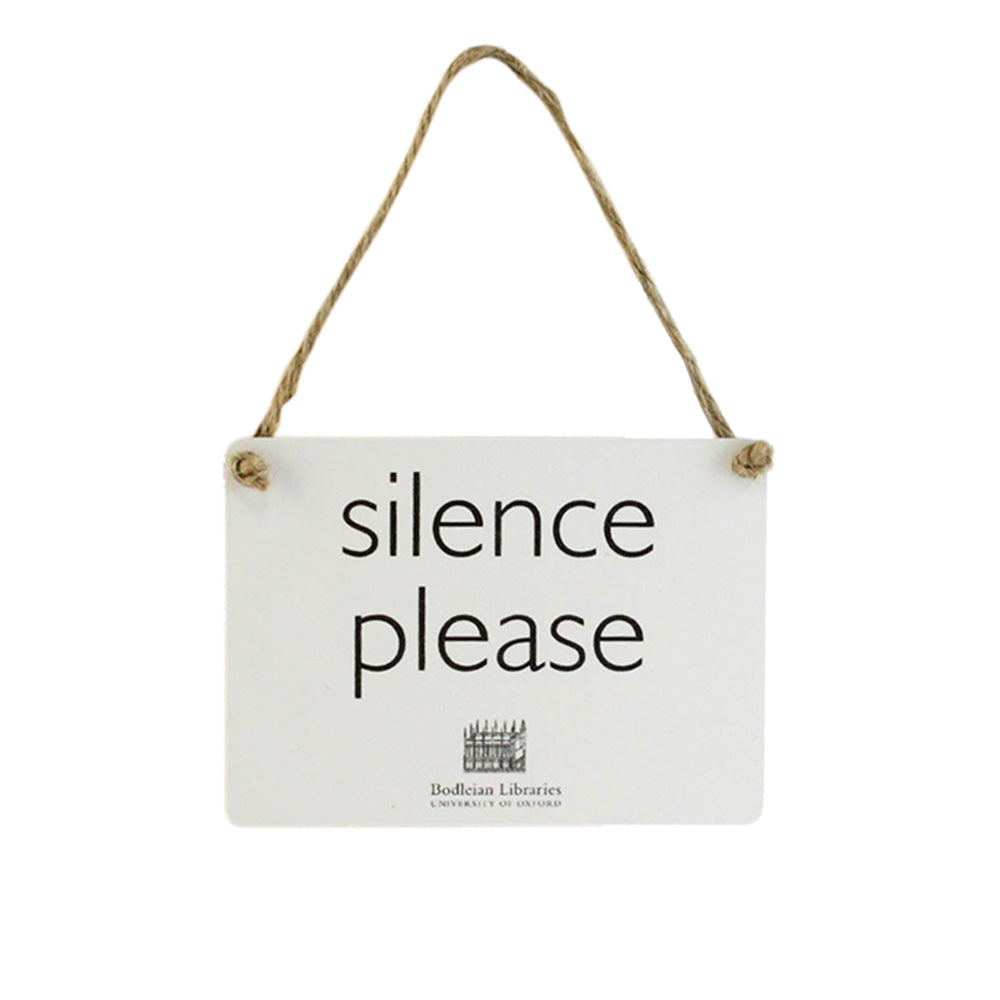 Mini Silence Please White Metal Sign