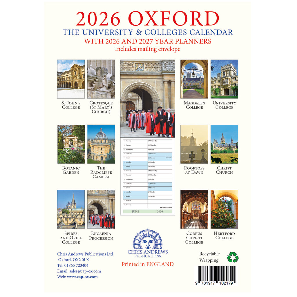 Oxford A5 Calendar 2026