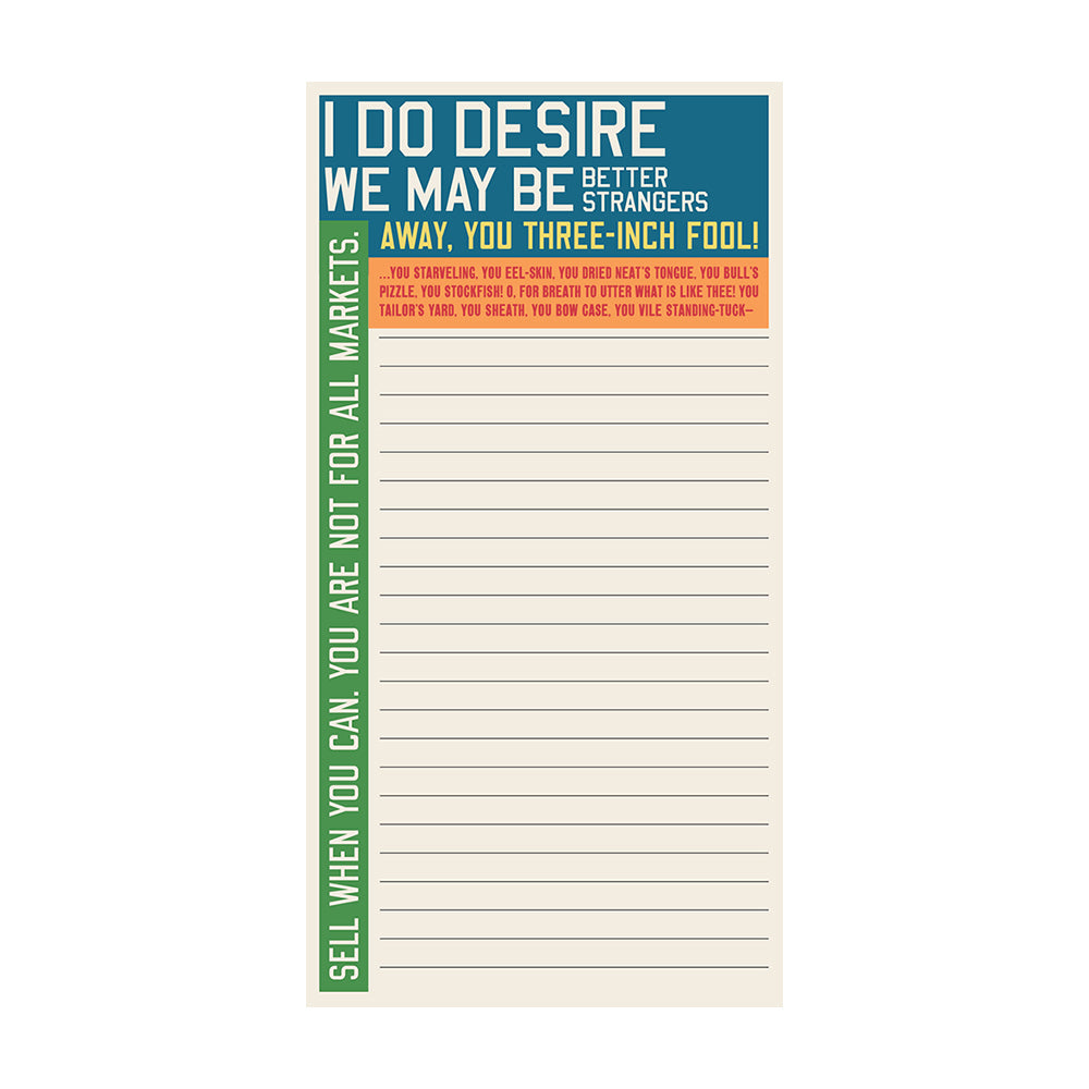 Shakespeare Insults Notepad