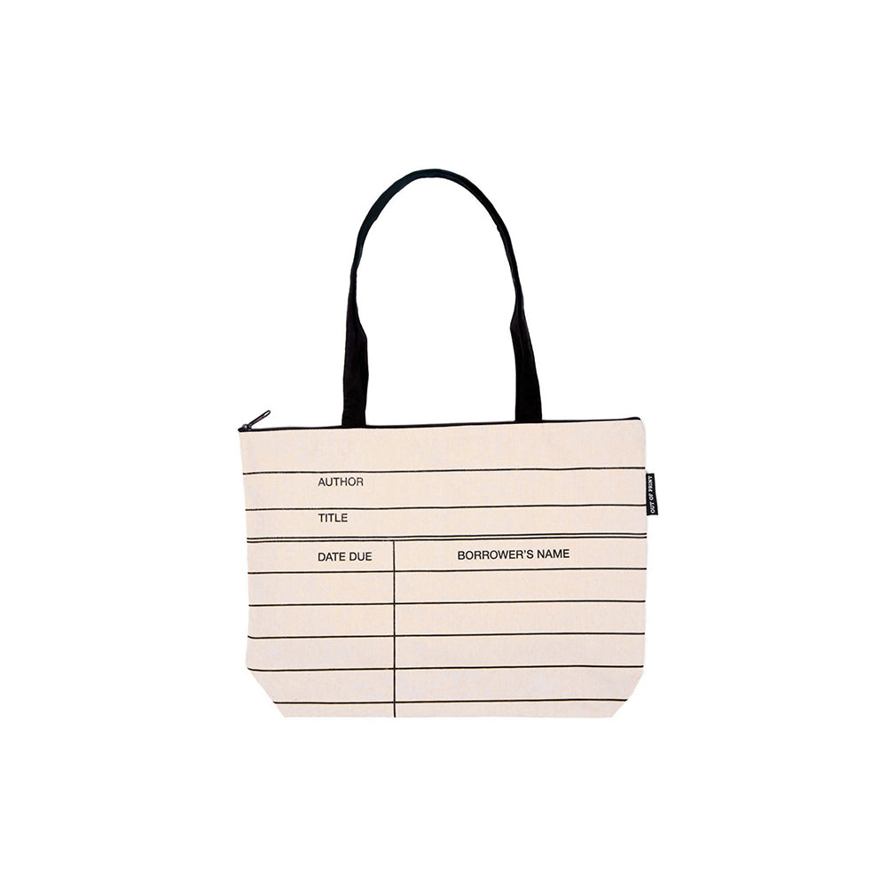 Library Card Zipped Tote