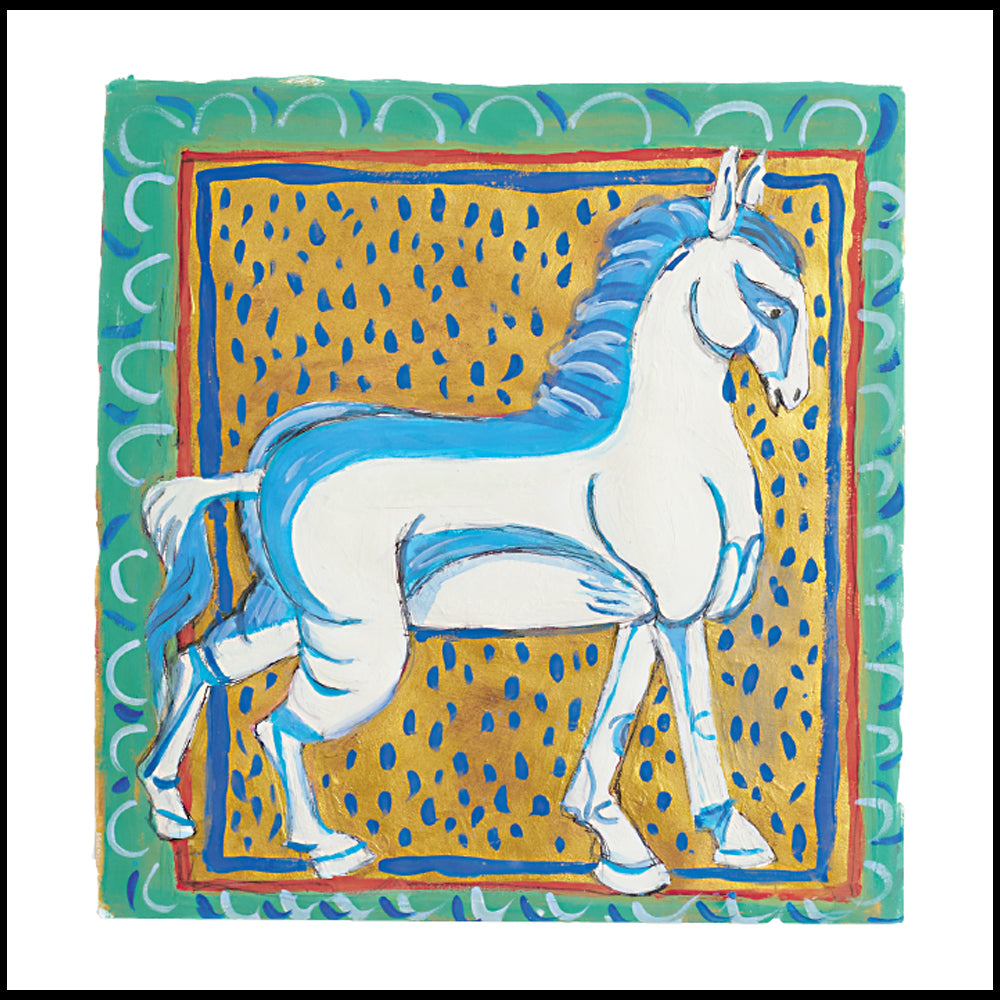 Blue Horse Greetings Card - Annie Sloan x Bodleian Libraries