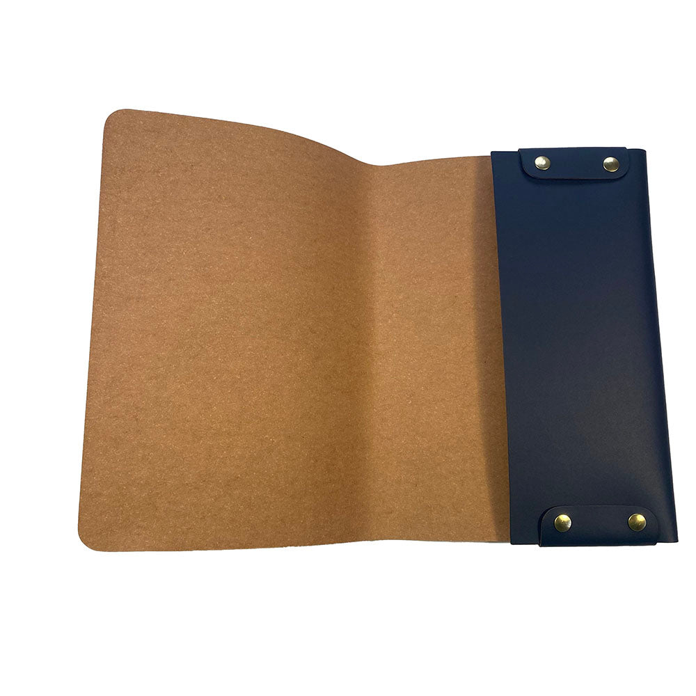 Library Stamp A4 Leather Portfolio - Navy