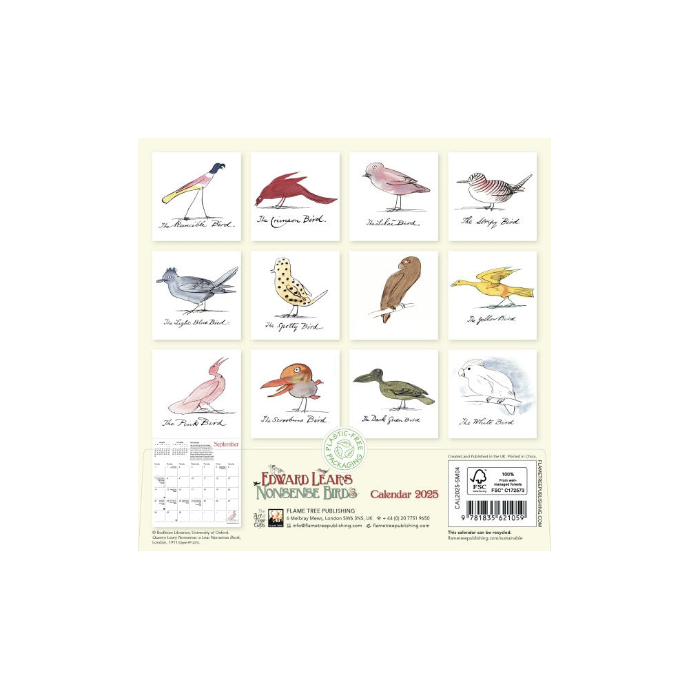 Edward Lear's Birds Mini Wall Calendar 2025