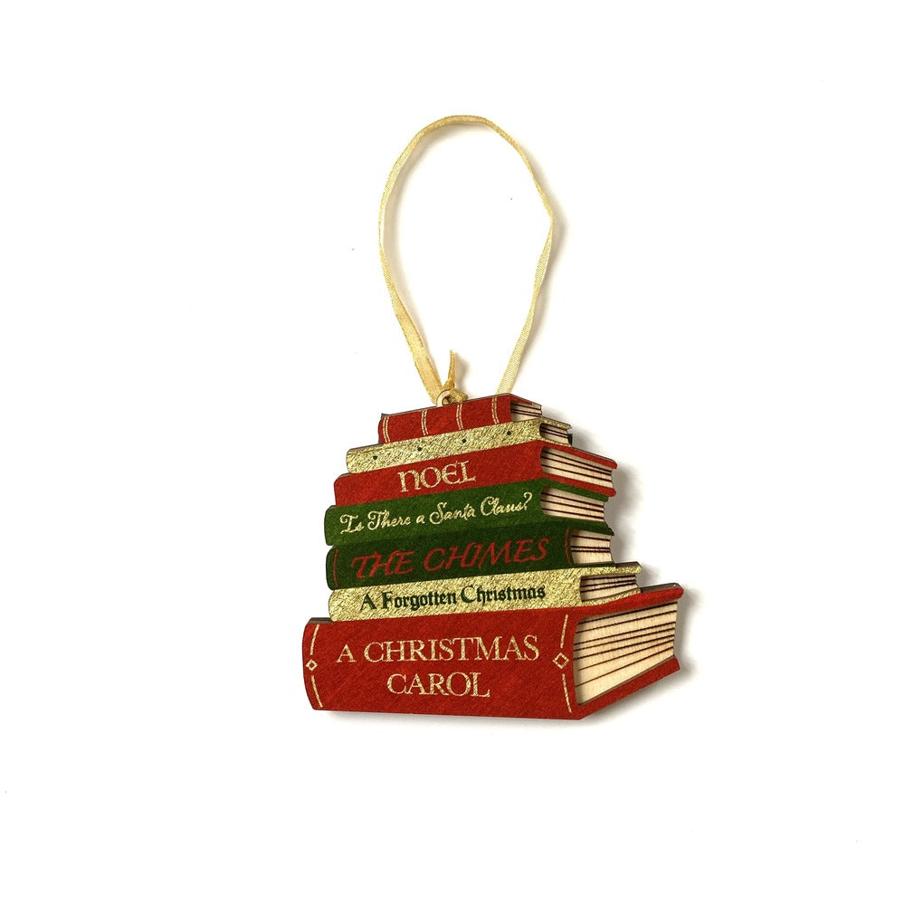 Book Stack Wooden Christmas Decoration