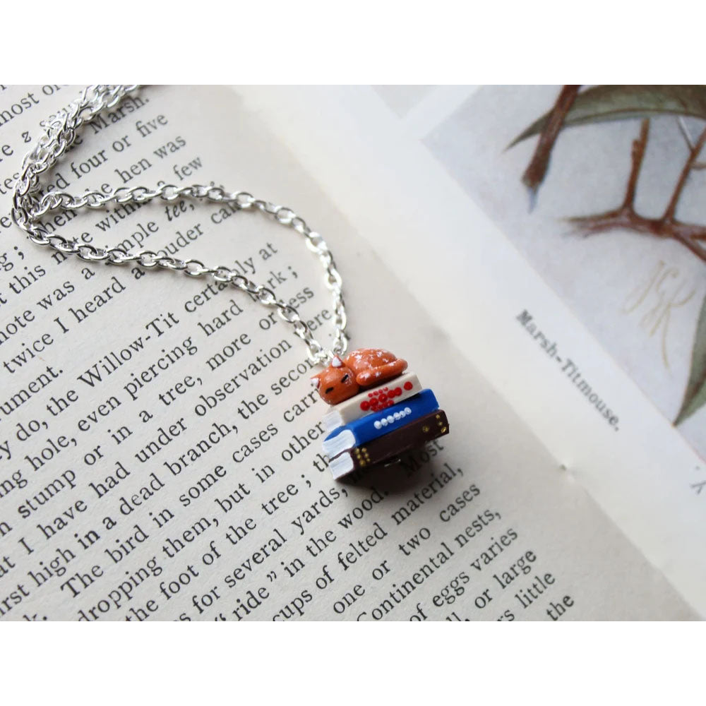 Ginger Cat Book Stack Necklace