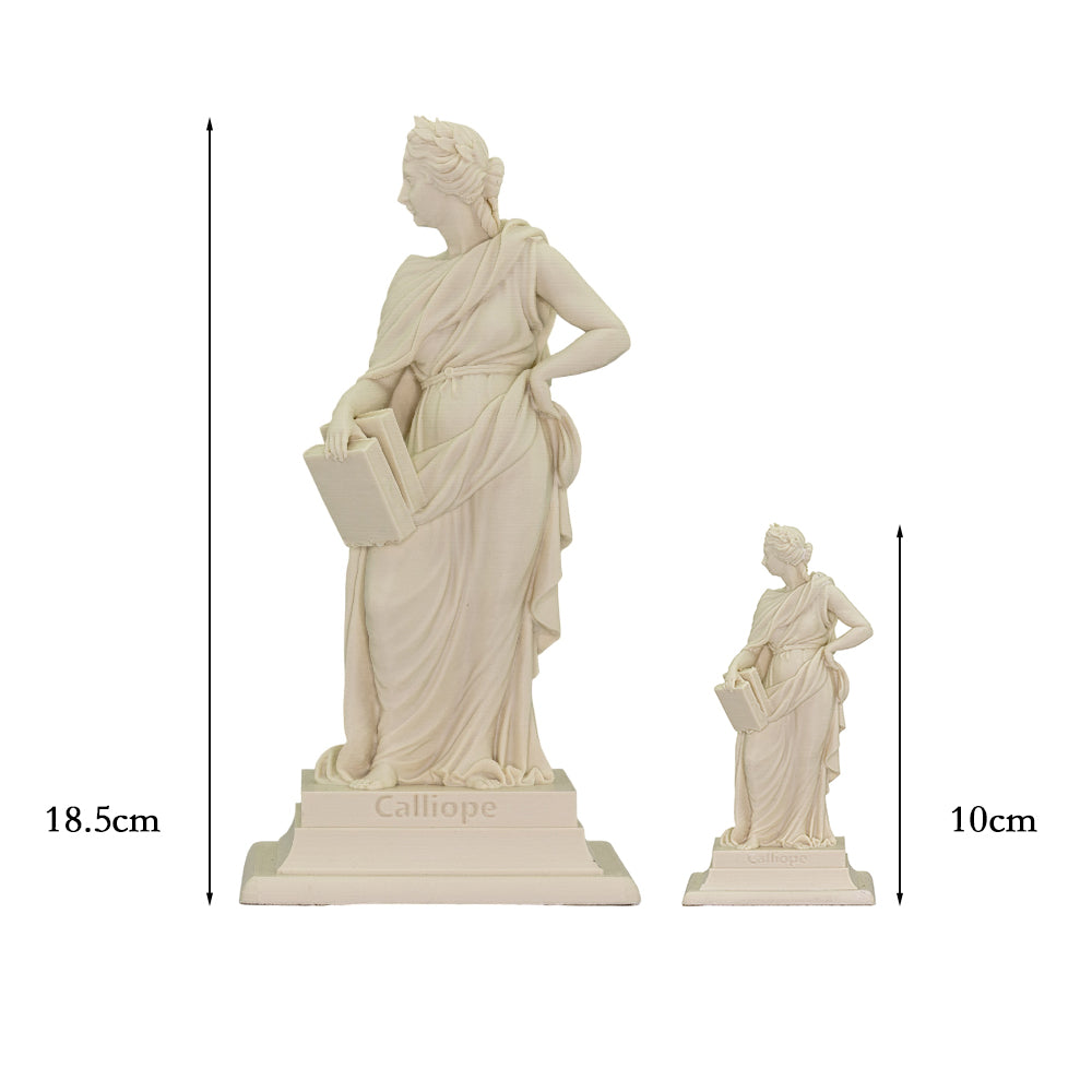 Calliope, Greek Muse of Tragedy, size comparison between large and small models