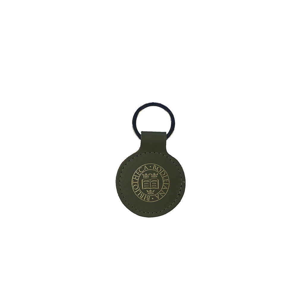 Library Stamp Leather Keyring - Green