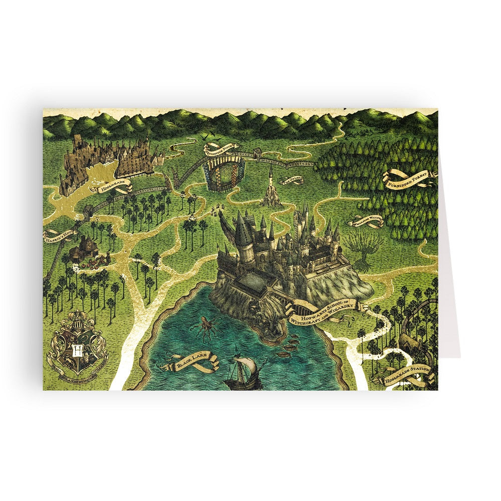 Map of Hogwarts School of Witchcraft and Wizardry Foiled Notecard