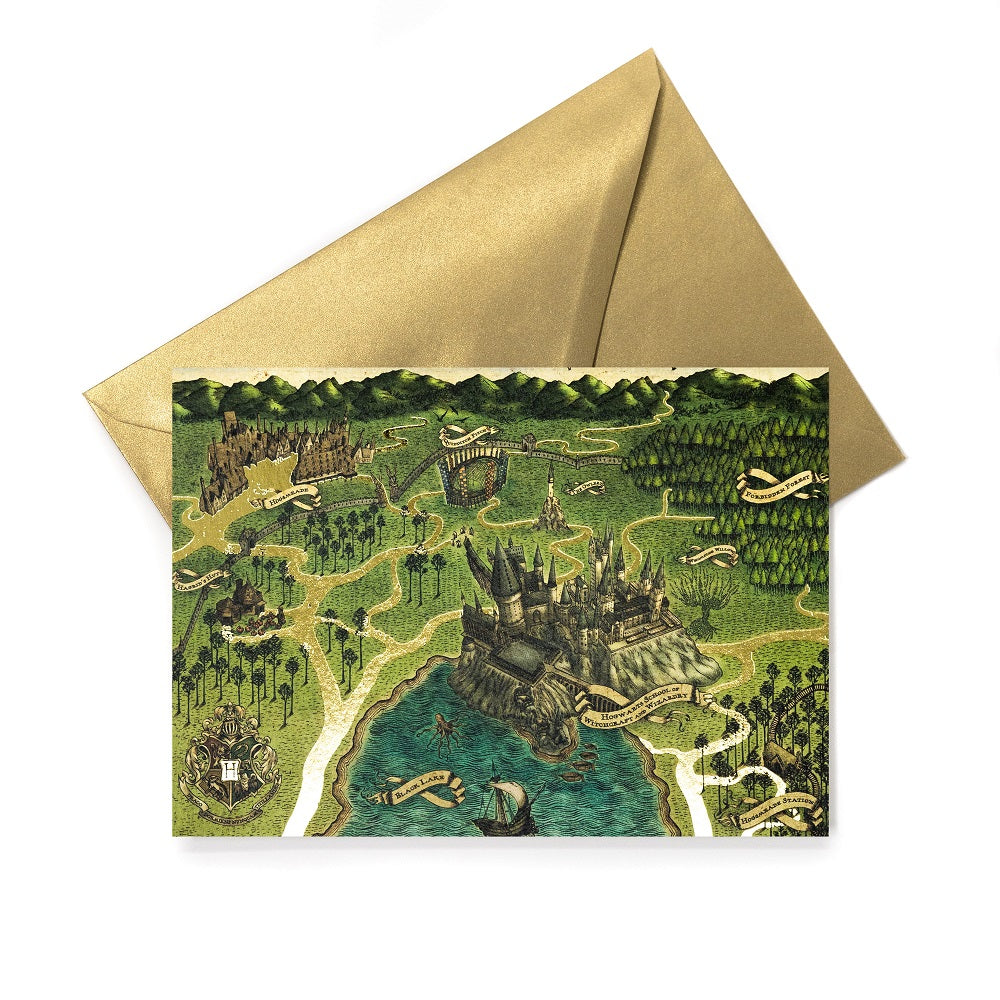 Map of Hogwarts School of Witchcraft and Wizardry Foiled Notecard