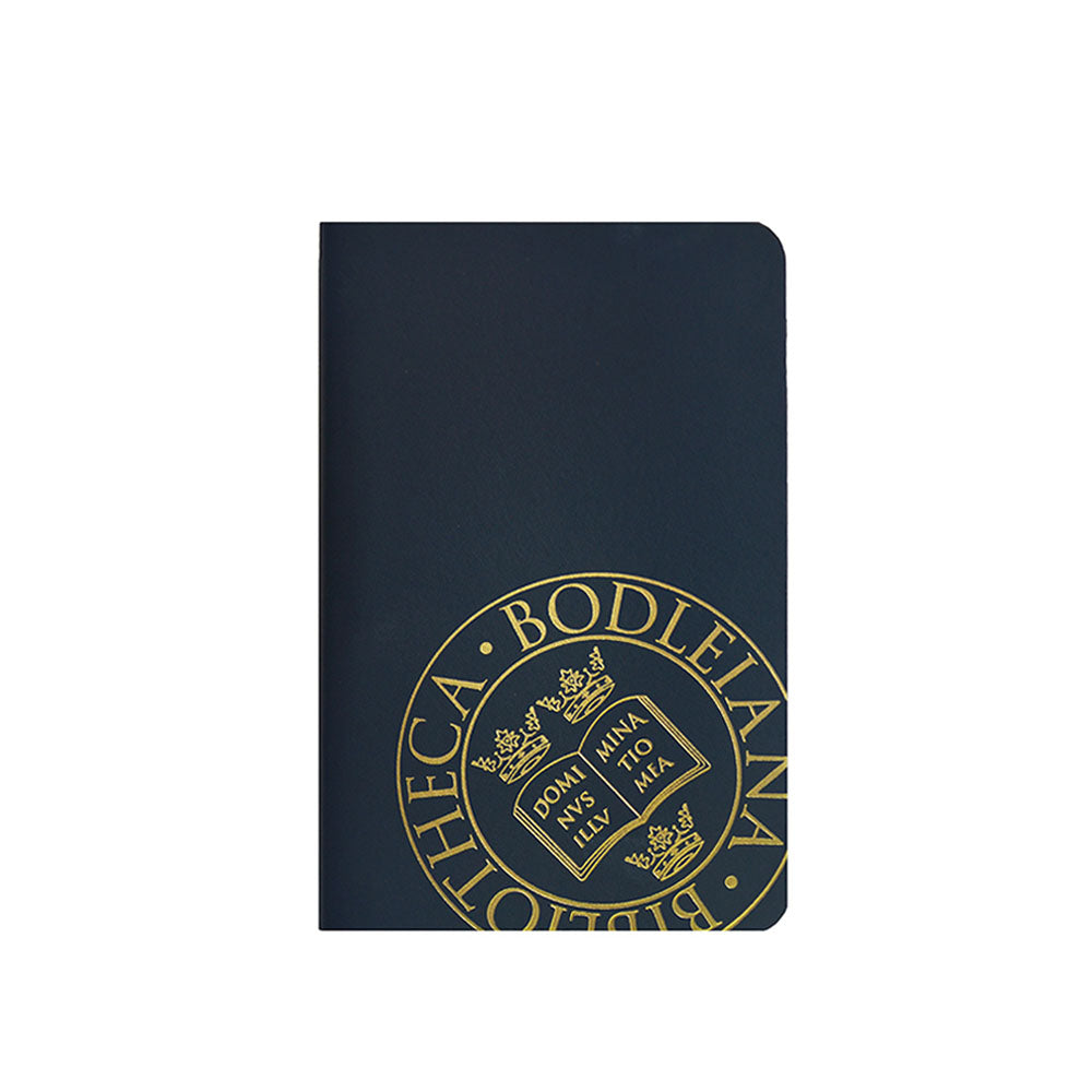 Library Stamp Leather Pocket Notebook - Navy