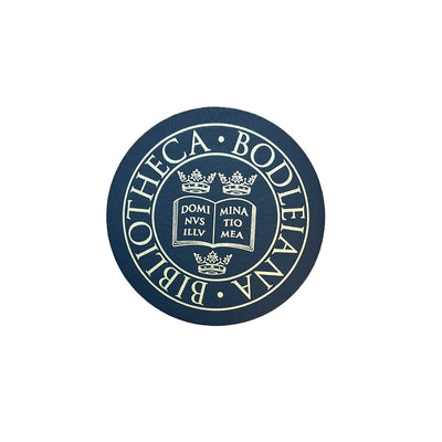 Library Stamp Leather Coaster - Navy