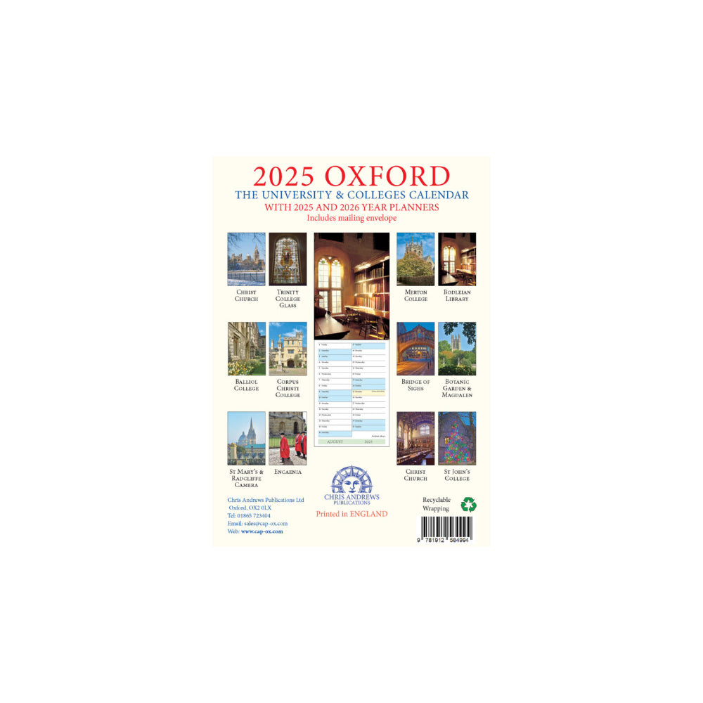 Oxford A5 calendar 2025