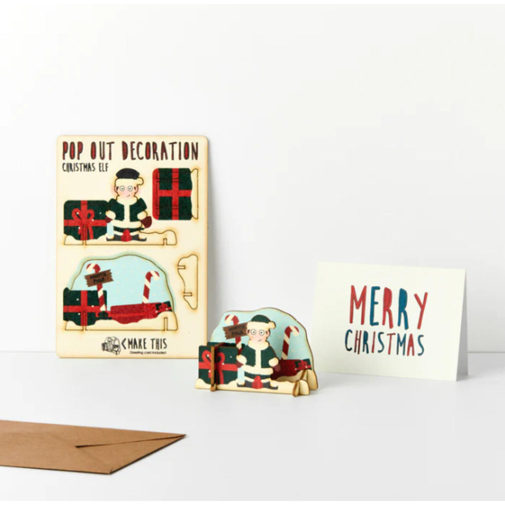 Pop Out Christmas Elf Decoration Card
