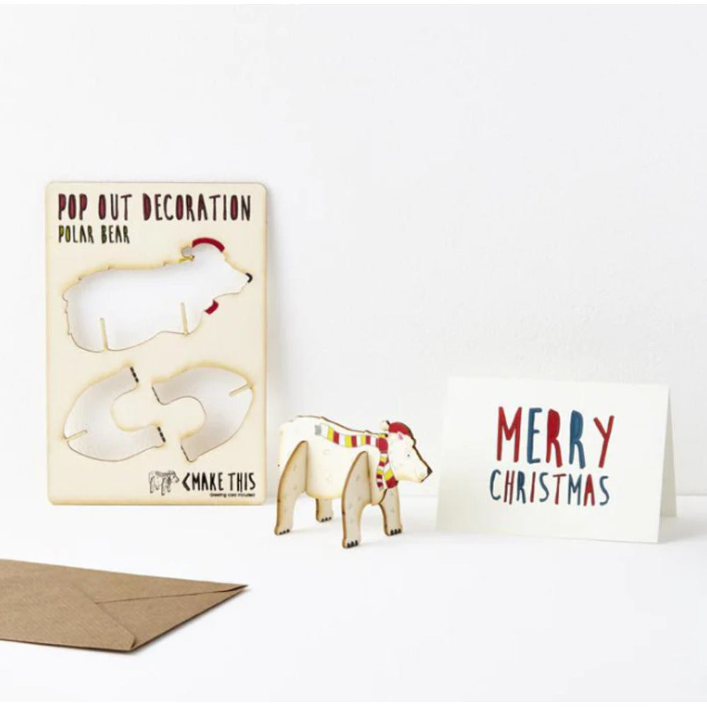 Pop Out Polar Bear Decoration Card