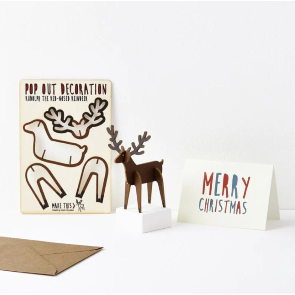 Pop Out Rudolph Decoration Card