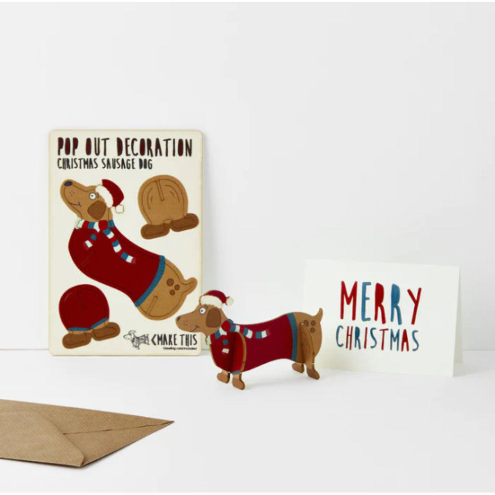 Pop Out Sausage Dog Decoration Card