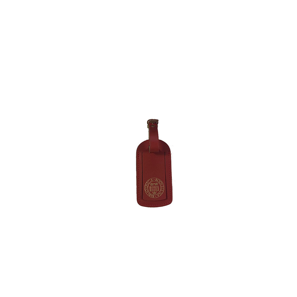 Library Stamp Leather Luggage Tag - Red