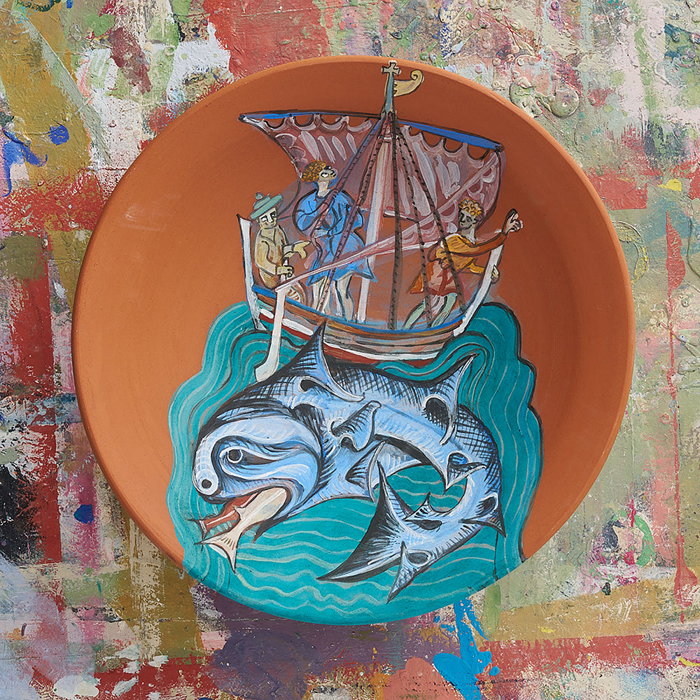 The Whale and the Ship, Ceramic Plate by Annie Sloan