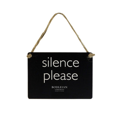 Mini Silence Please Black Metal Sign
