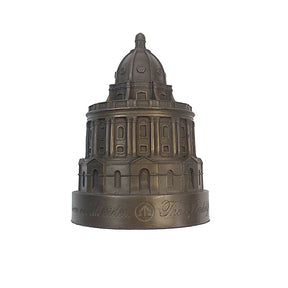 A miniature model of the Radcliffe Camera in bronze, featuring intricate architectural details.