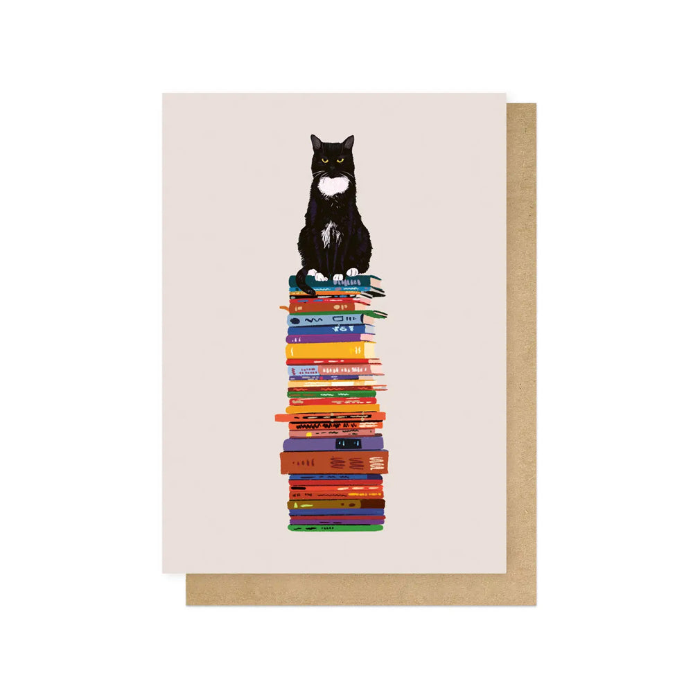 Cats and Books Greetings Card