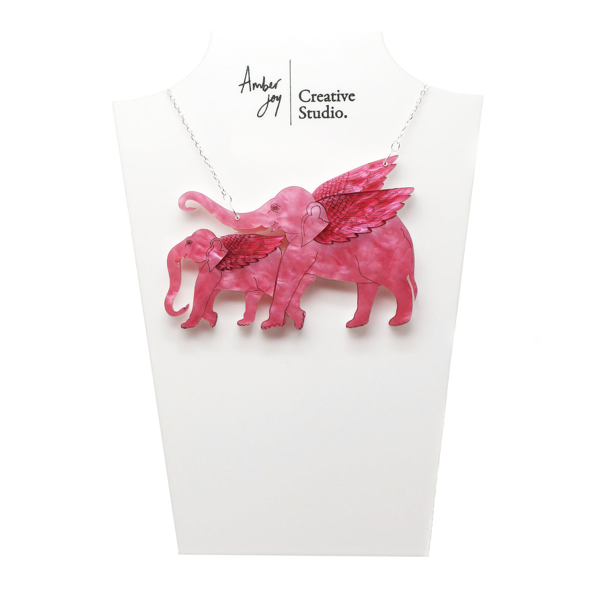 Pālakāpya's Gajaśāstra Pink Elephant Acrylic Necklace
