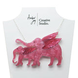 Pālakāpya's Gajaśāstra Pink Elephant Acrylic Necklace
