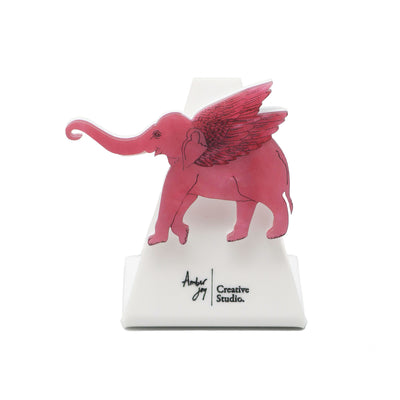 Pālakāpya's Gajaśāstra Pink Elephant Acrylic Brooch