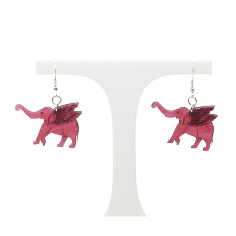 Pālakāpya's Gajaśāstra Pink Elephant Acrylic Drop Earrings