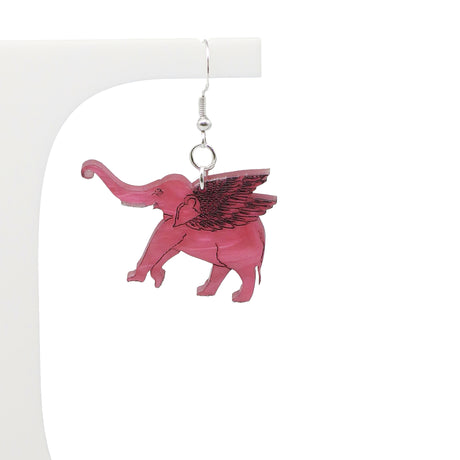 Pālakāpya's Gajaśāstra Pink Elephant Acrylic Drop Earrings