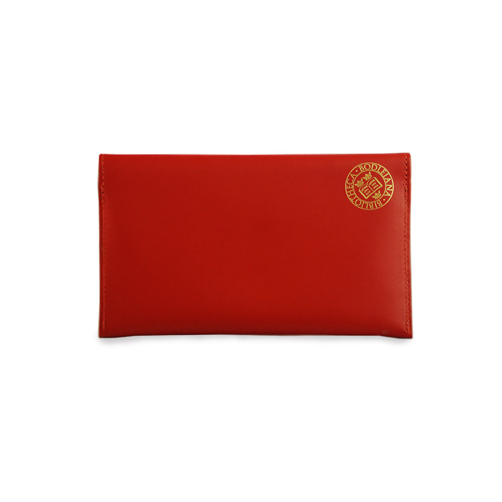 Library Stamp Leather Travel Wallet - Red