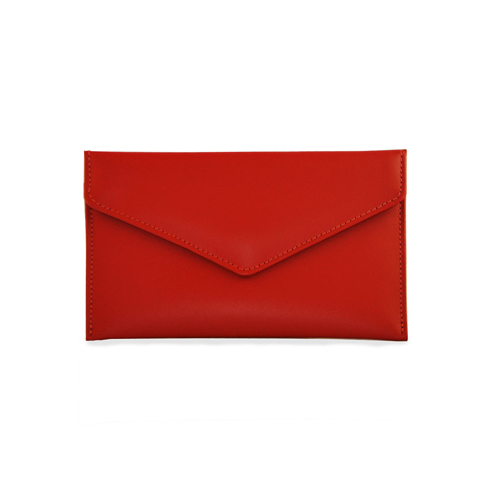 Library Stamp Leather Receipts Envelope - Red