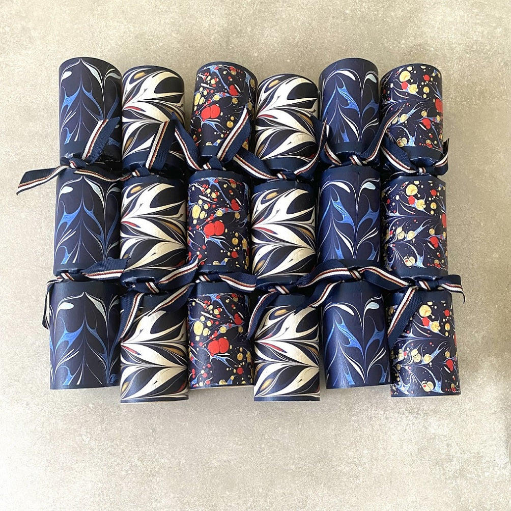 Luxury Marbled Paper & Leather Christmas Crackers