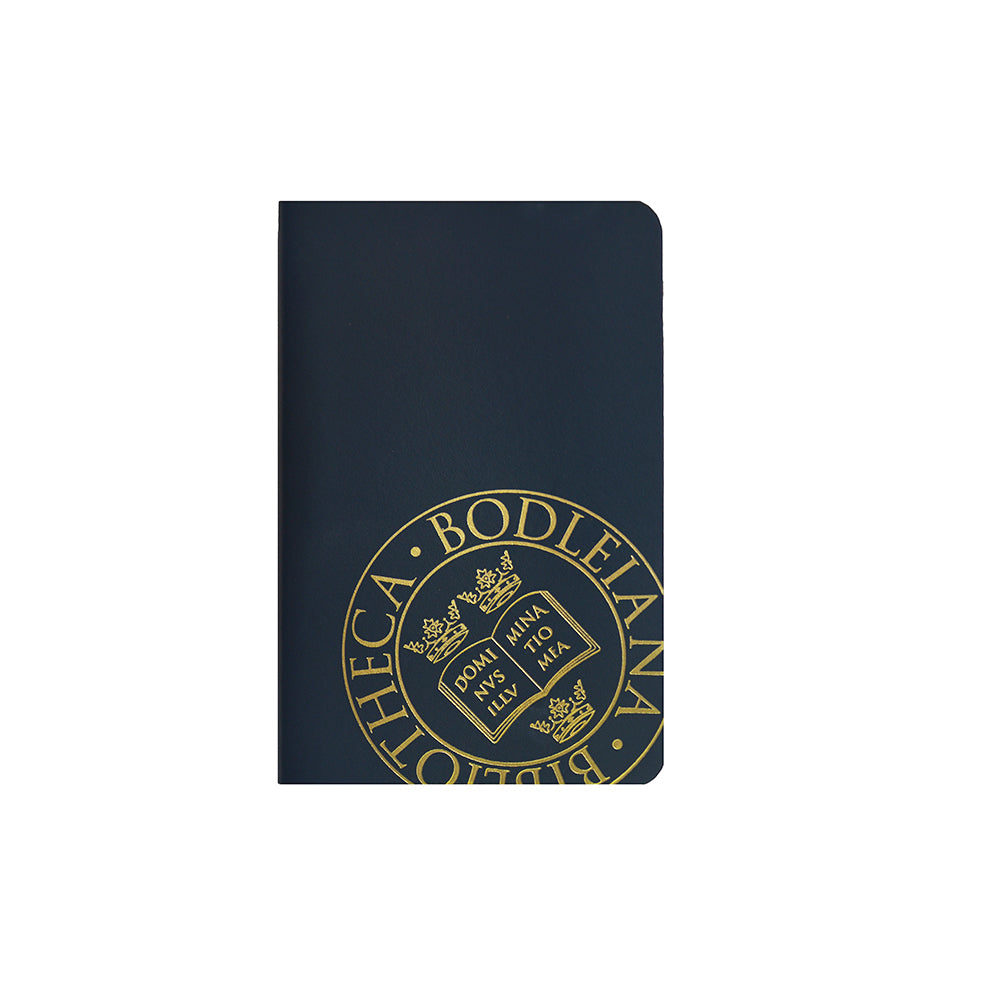 Library Stamp Leather Pocket Notebook - Navy