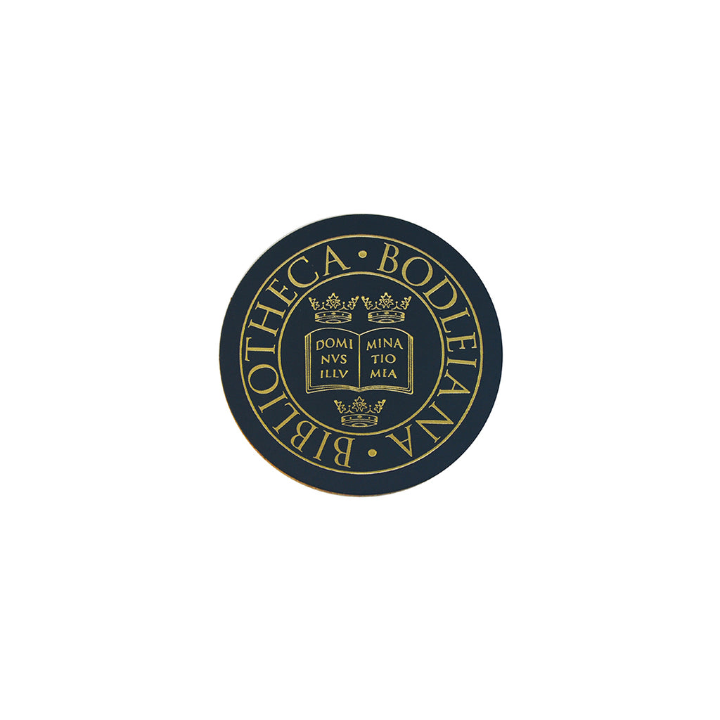 Library Stamp Leather Coaster - Navy