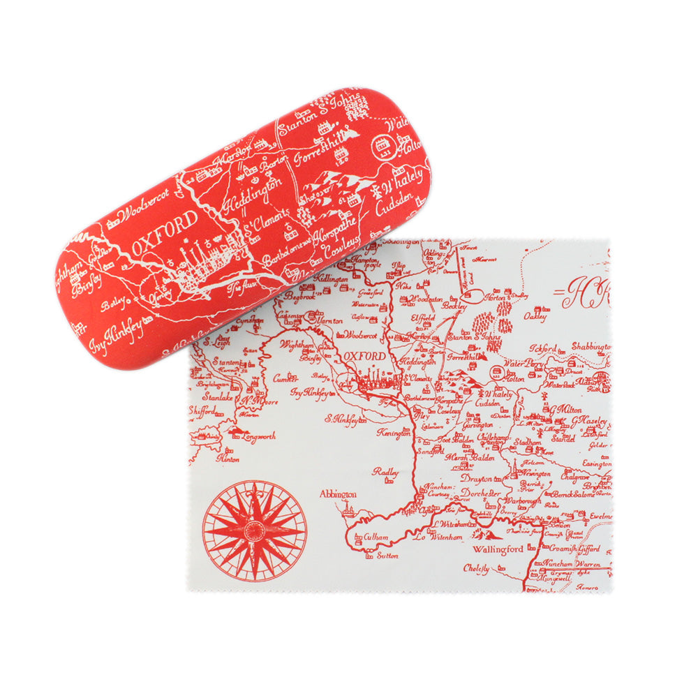 Oxford Map Glasses Case and Lens Cloth