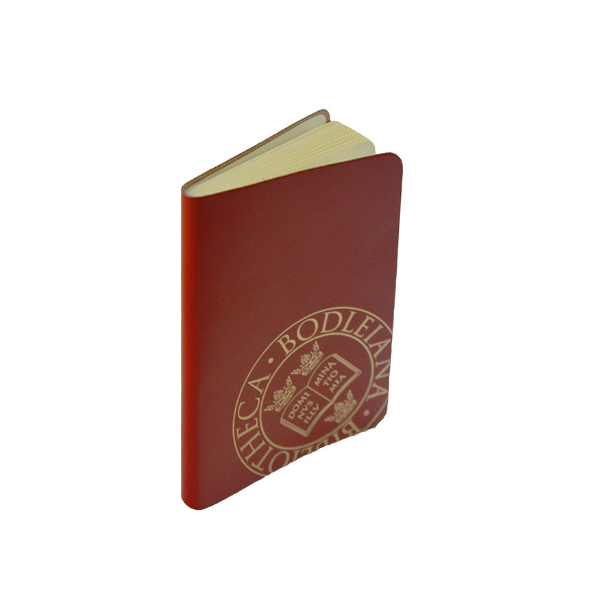 Library Stamp Leather Pocket Notebook - Red